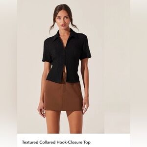 Astr Red Ribbed Button Down Blouse